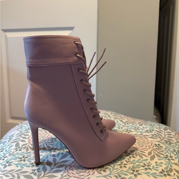 Fashion Nova Shoes - Mauve Lace-Up Ankle Boots